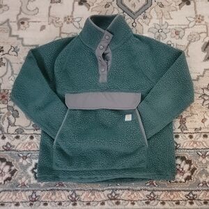 Green Fleece Jacket with Gray Accents
